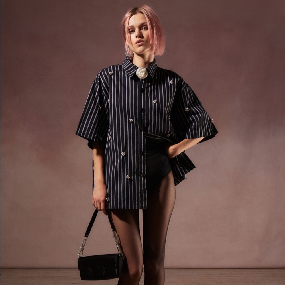 Sister Jane Cameron Embellished Buttondown Top